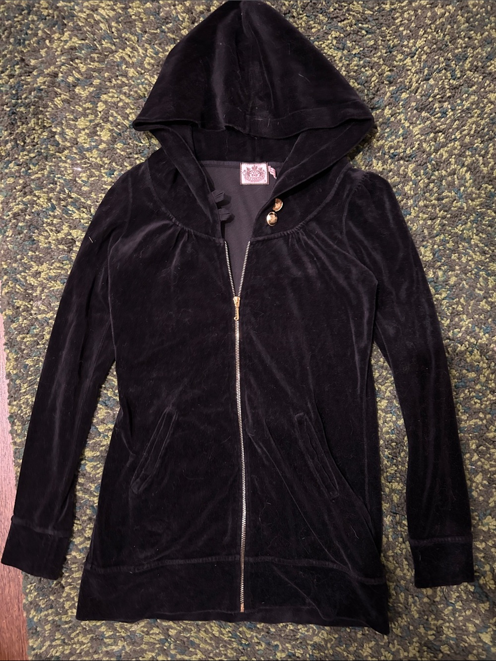 y2k Juicy Couture Velour Long Zip Up Hoodie